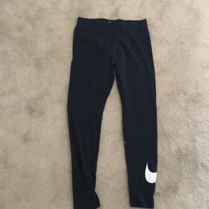 Black Nike Leggings with White Swoosh